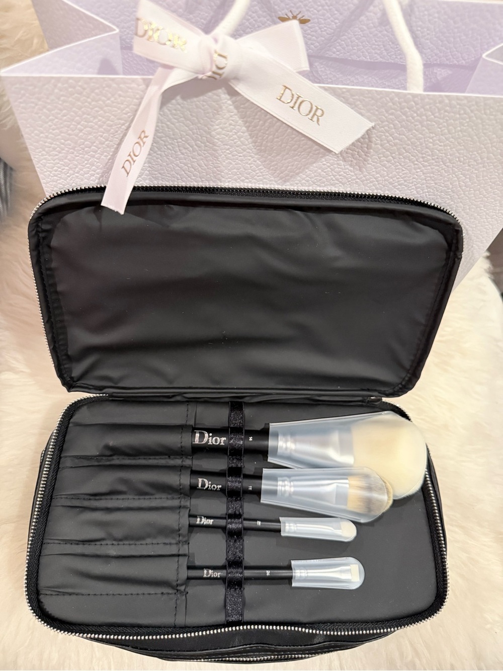 Dior Black Travel Makeup Brush Set in Zip Case